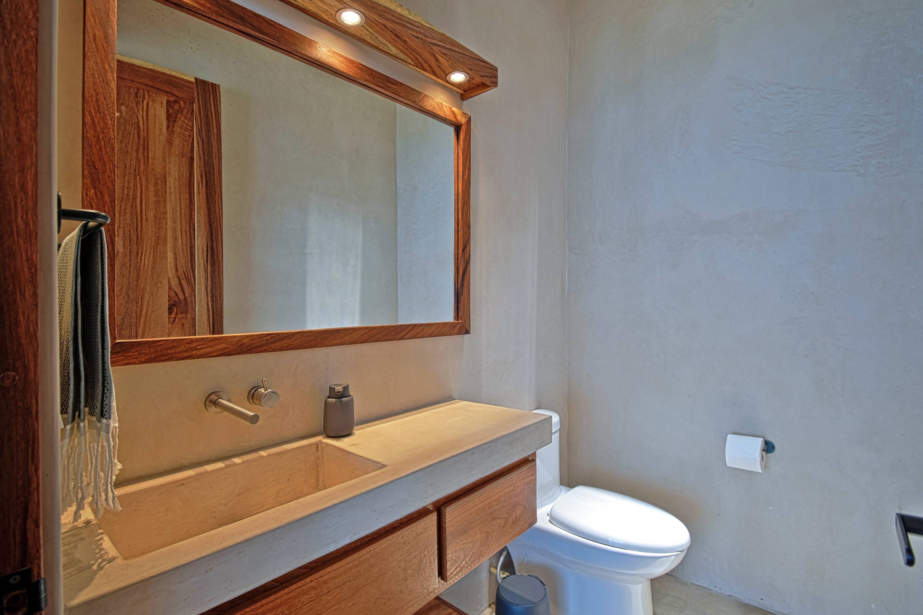 The half bath on the living side.